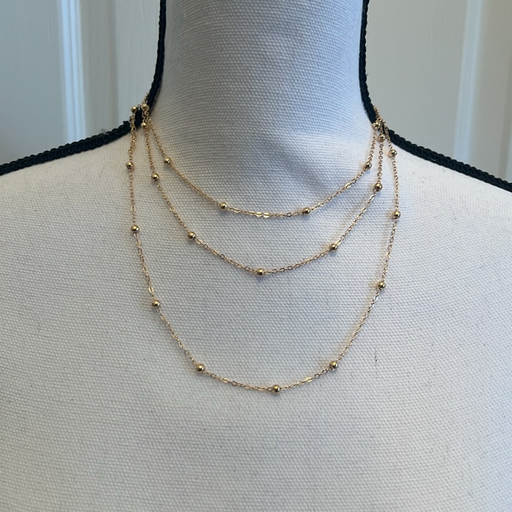 3 Layered Beaded Chain Necklace - Picture 4 of 4